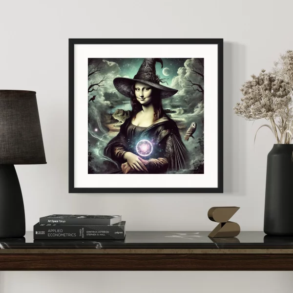 Mona Lisa as a witch modern contemporary art frame