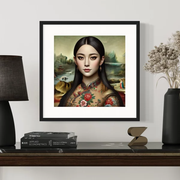 Mona Lisa as an asian woman modern contemporary frame